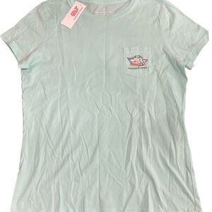 Vineyard Vines Light Blue Beach Volleyball Tee with Pocket Logo